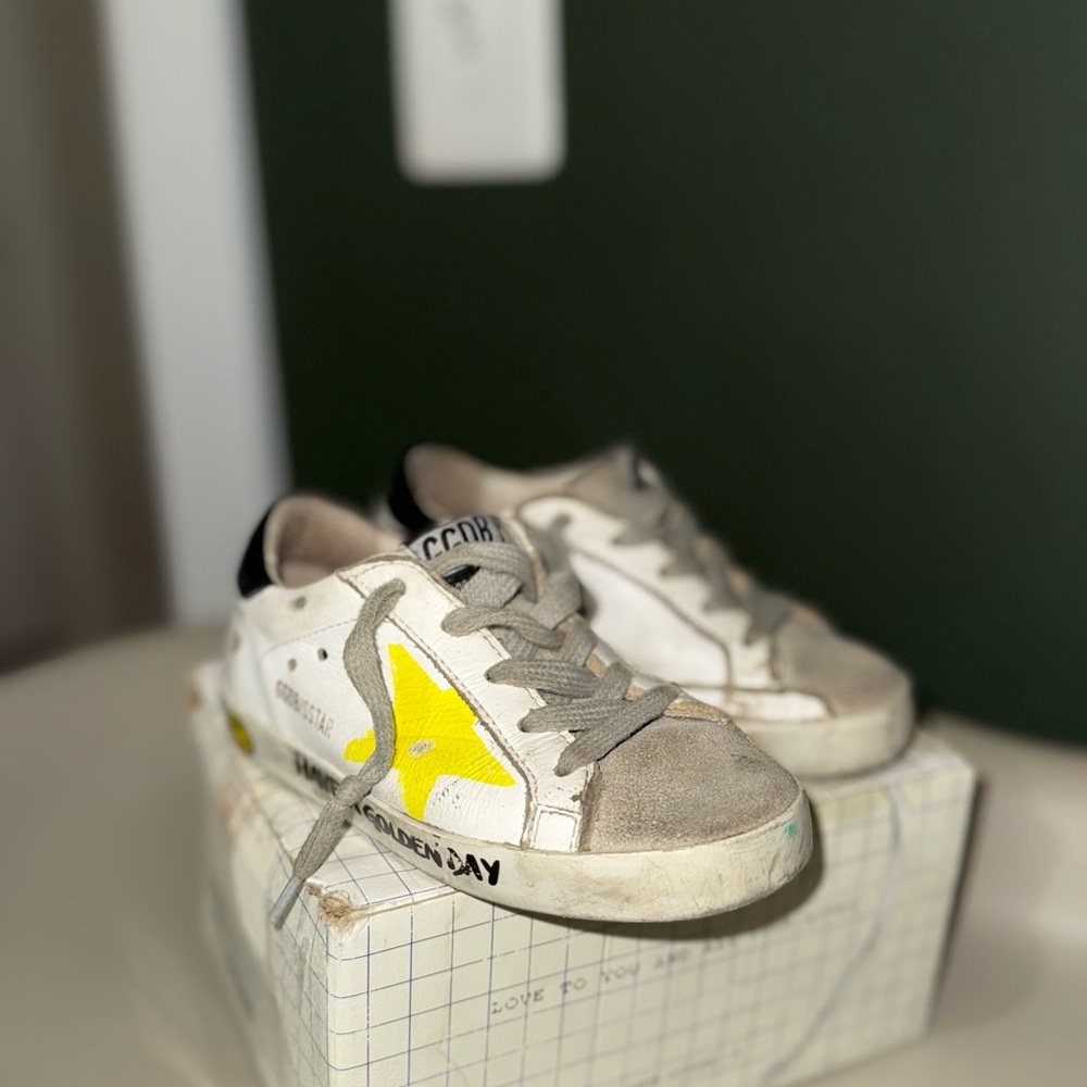 Golden Goose White and Yellow Sneakers